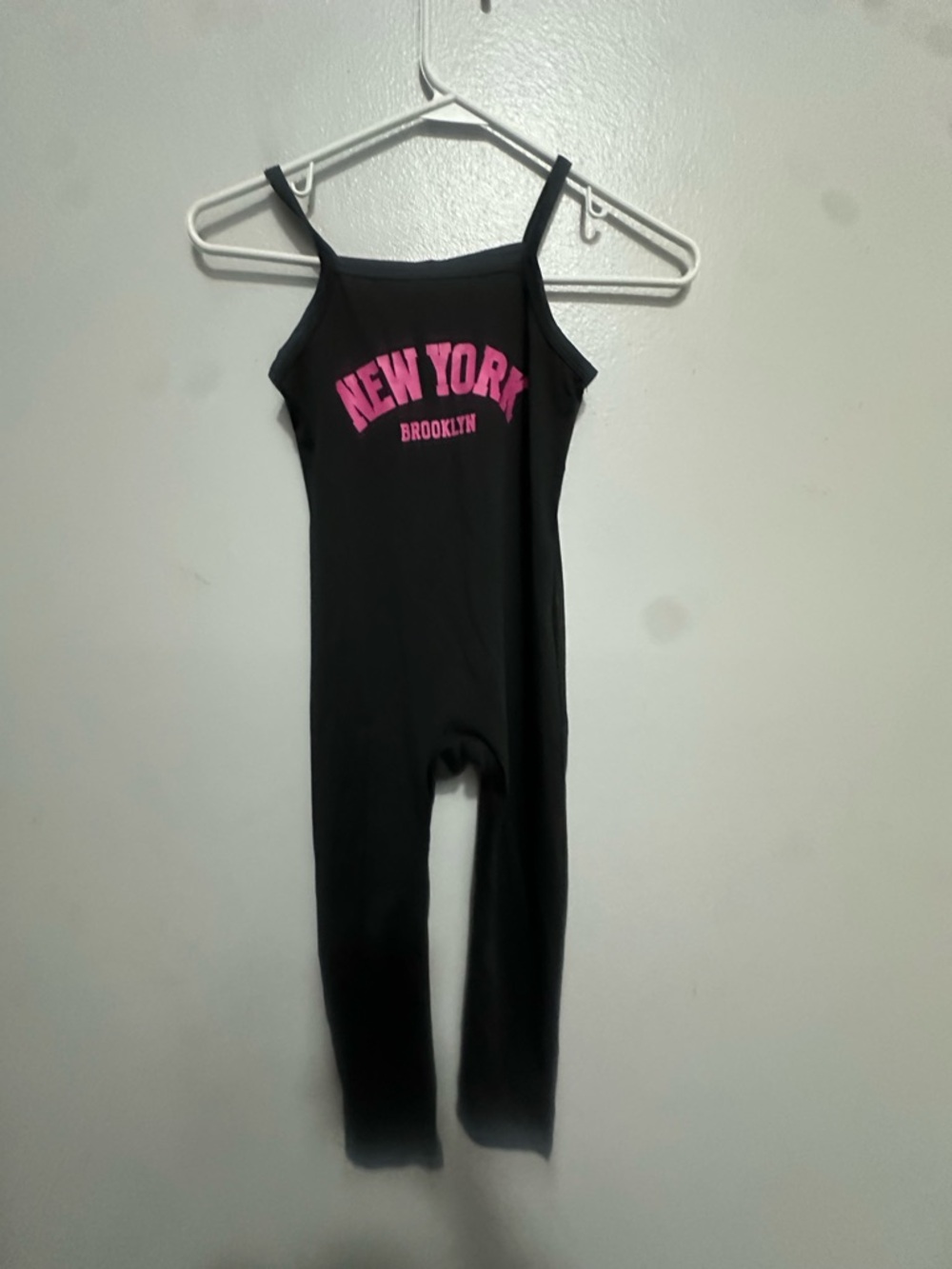 SHEIN Black Kids One-Piece Swimsuit with Pink "New York Brooklyn" Logo